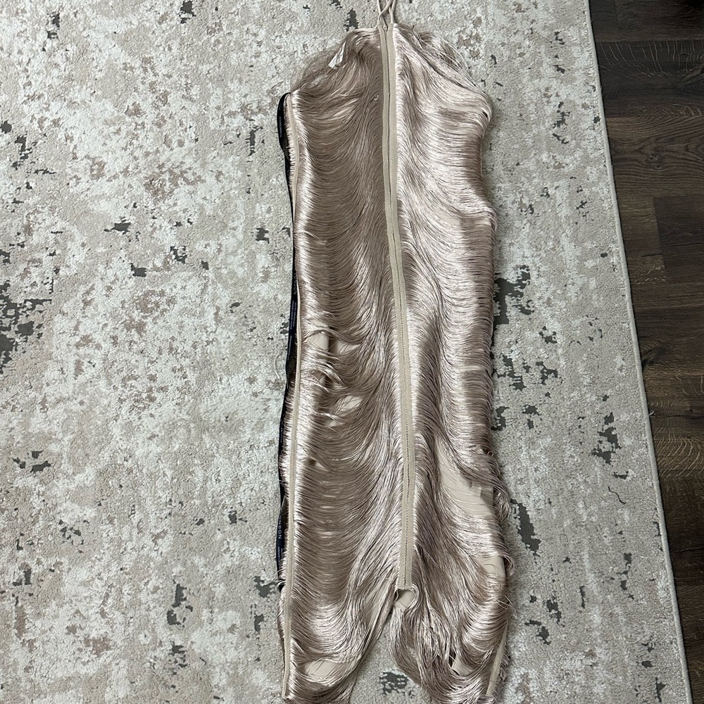 Rare London fringe detail halterneck midi dress in gold Size 10 NWT - Picture 4 of 5